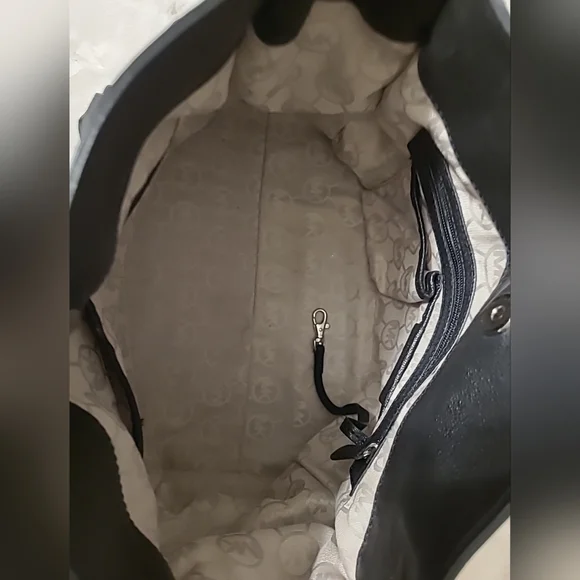 Michael Kors Black Saffiano Leather Hamilton Satchel Tote w/chain strap EUC - Picture 7 of 10